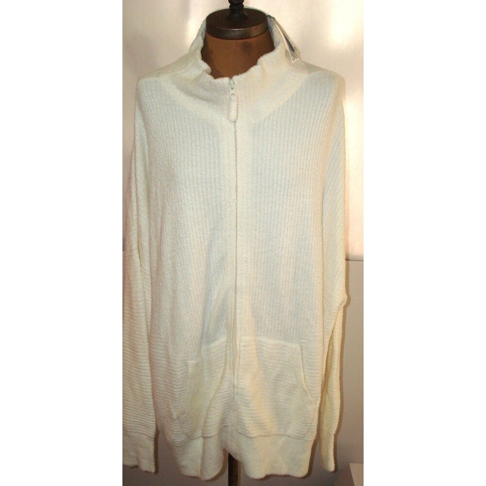 New NWT 3X Plus barefoot dreams White Pearl High Neck Zip Cardigan Sweater